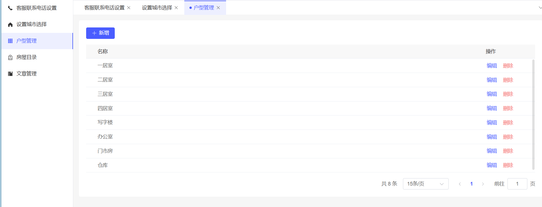 房源型号